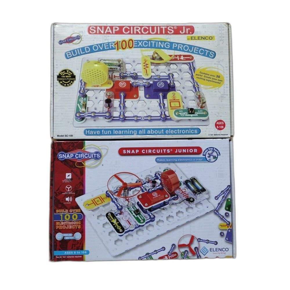Two ELENCO Electronic Snap Circuits Jr. SC-100 Build Over 100 Projects 2007 2021